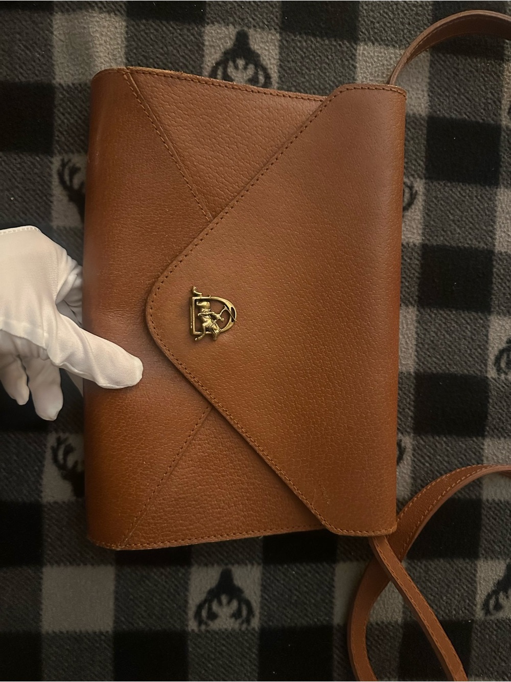 Polo by Ralph Lauren Tan Leather Messenger Bag with Gold Logo